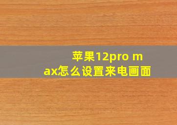 苹果12pro max怎么设置来电画面